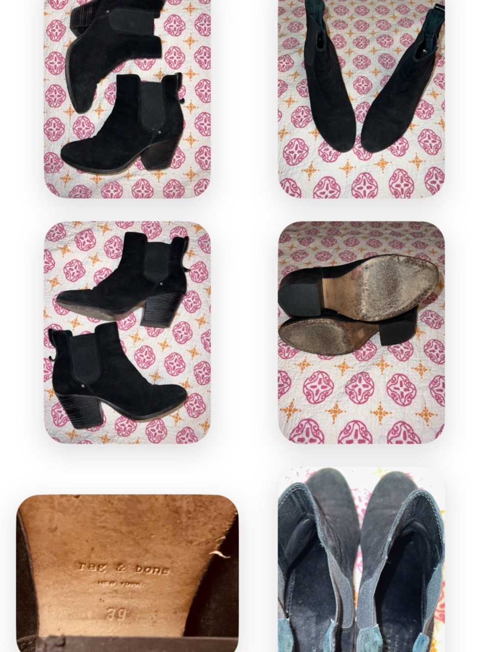 rag & bone Black Suede Ankle Booties size 39